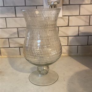 Clear Glass Pedestal Hurricane  Candle Holder